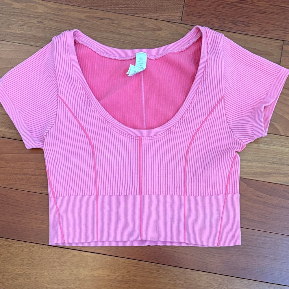 Aerie Pink Ribbed Crop Top